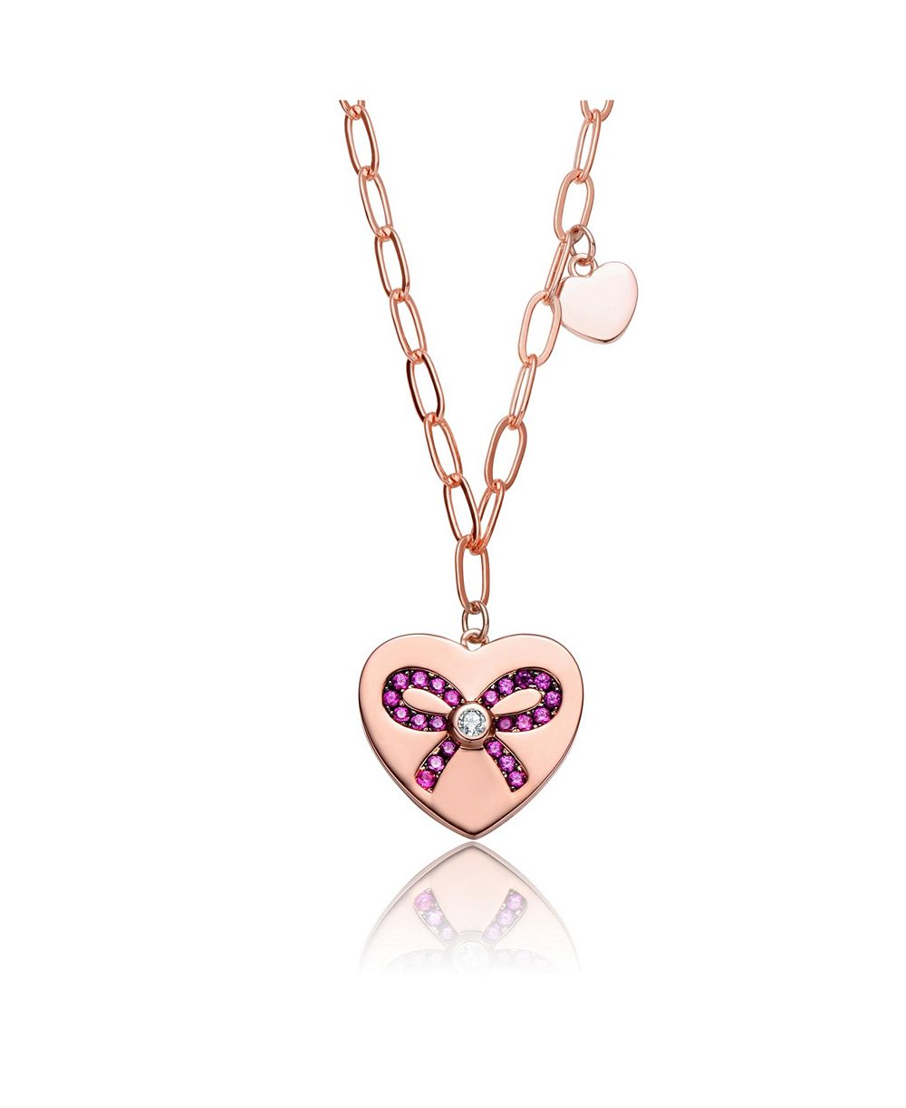 GiGiGirl стильный кулон в форме сердца с лентой, покрытие 18K Rose Gold, для детей и подростков