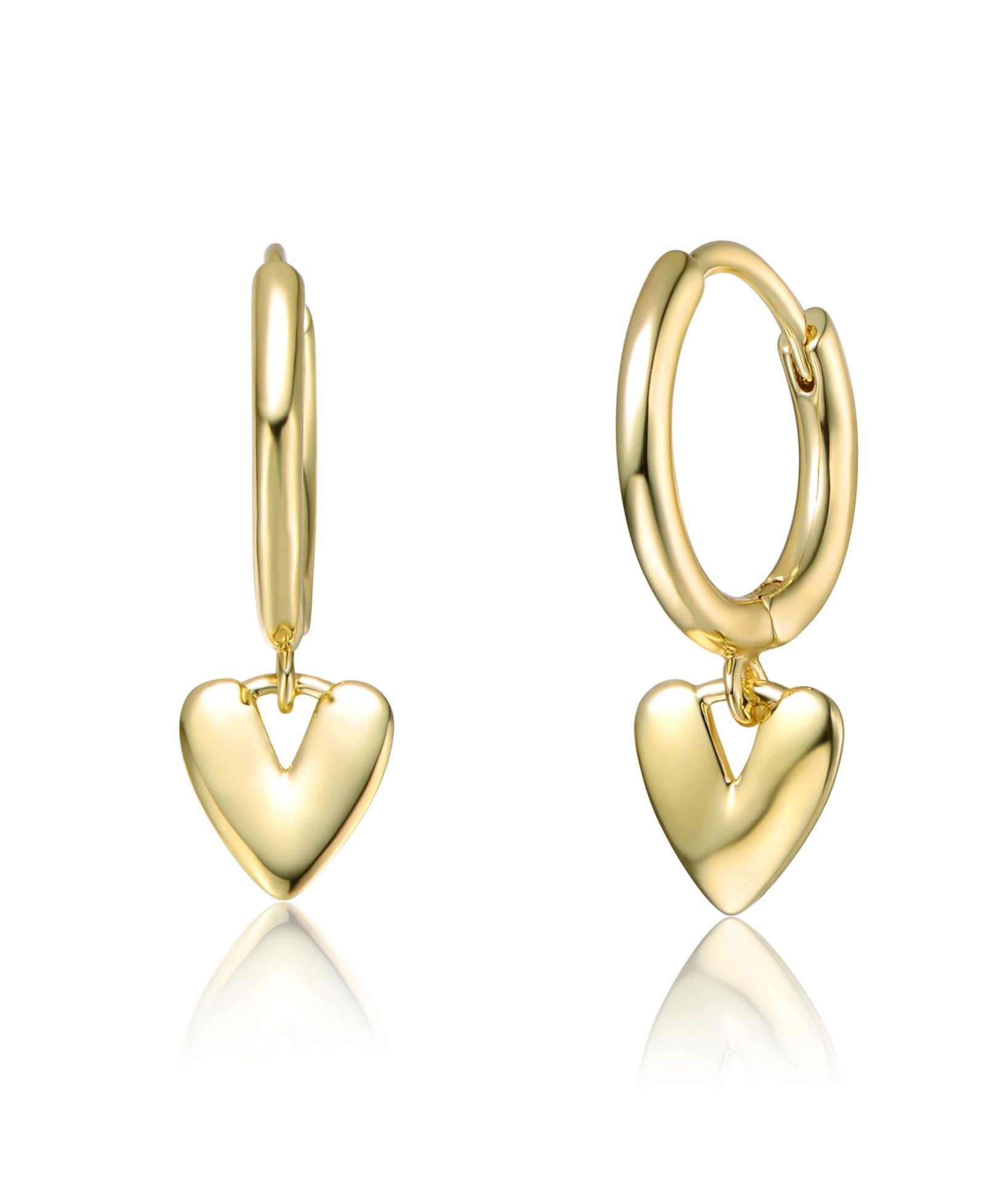 GiGiGirl серьги-кольца с подвесками в виде сердца, позолоченные, 14K