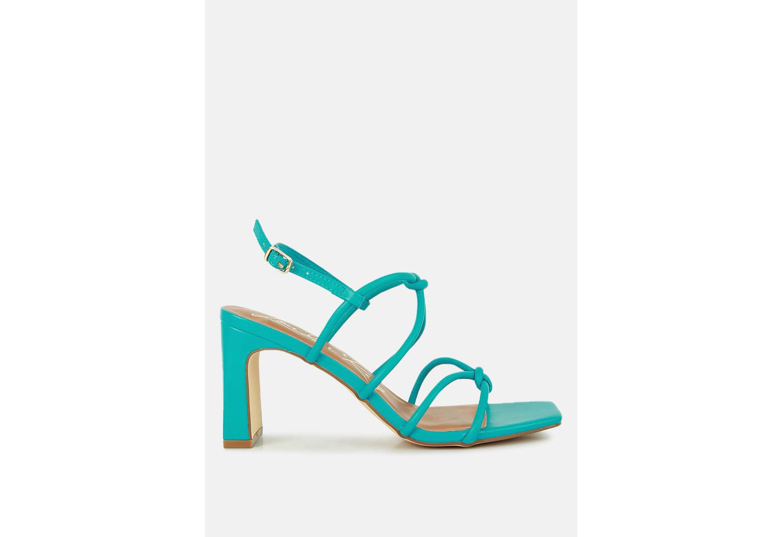 London Rag Womens Kralor Knotted Strap Italian Block Heel Sandals