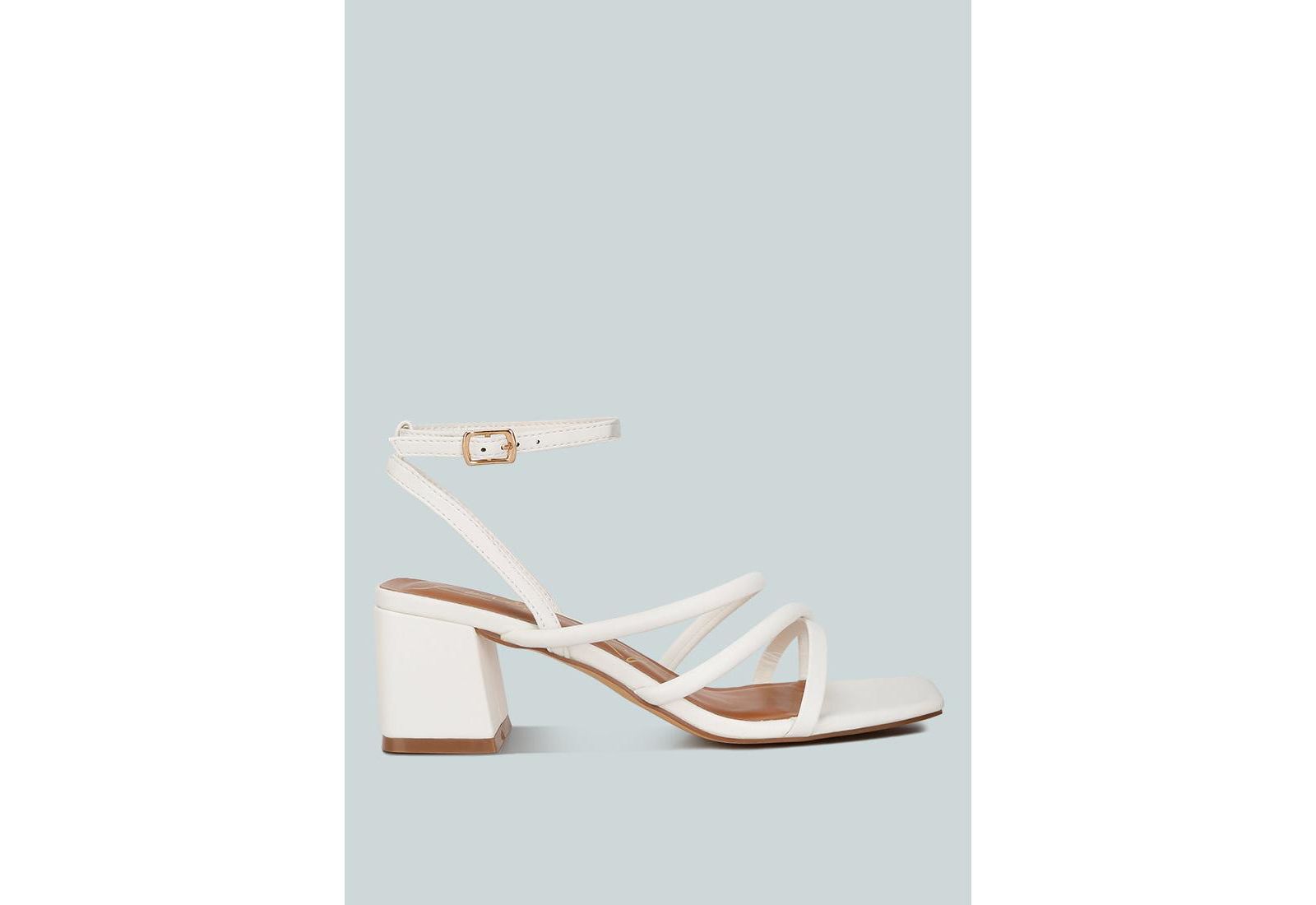 right pose faux leather block heel sandals