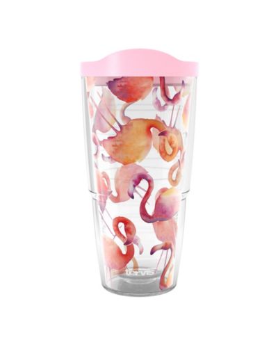 Tervis Flamingo Splash Made in USA Double Walled  Insulated Tumbler Travel Cup Keeps Drinks Cold and Hot, 24oz, Classic