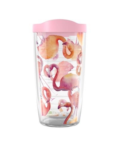 Tervis Flamingo Splash Made in USA Double Walled  Insulated Tumbler Travel Cup Keeps Drinks Cold and Hot, 16oz, Classic