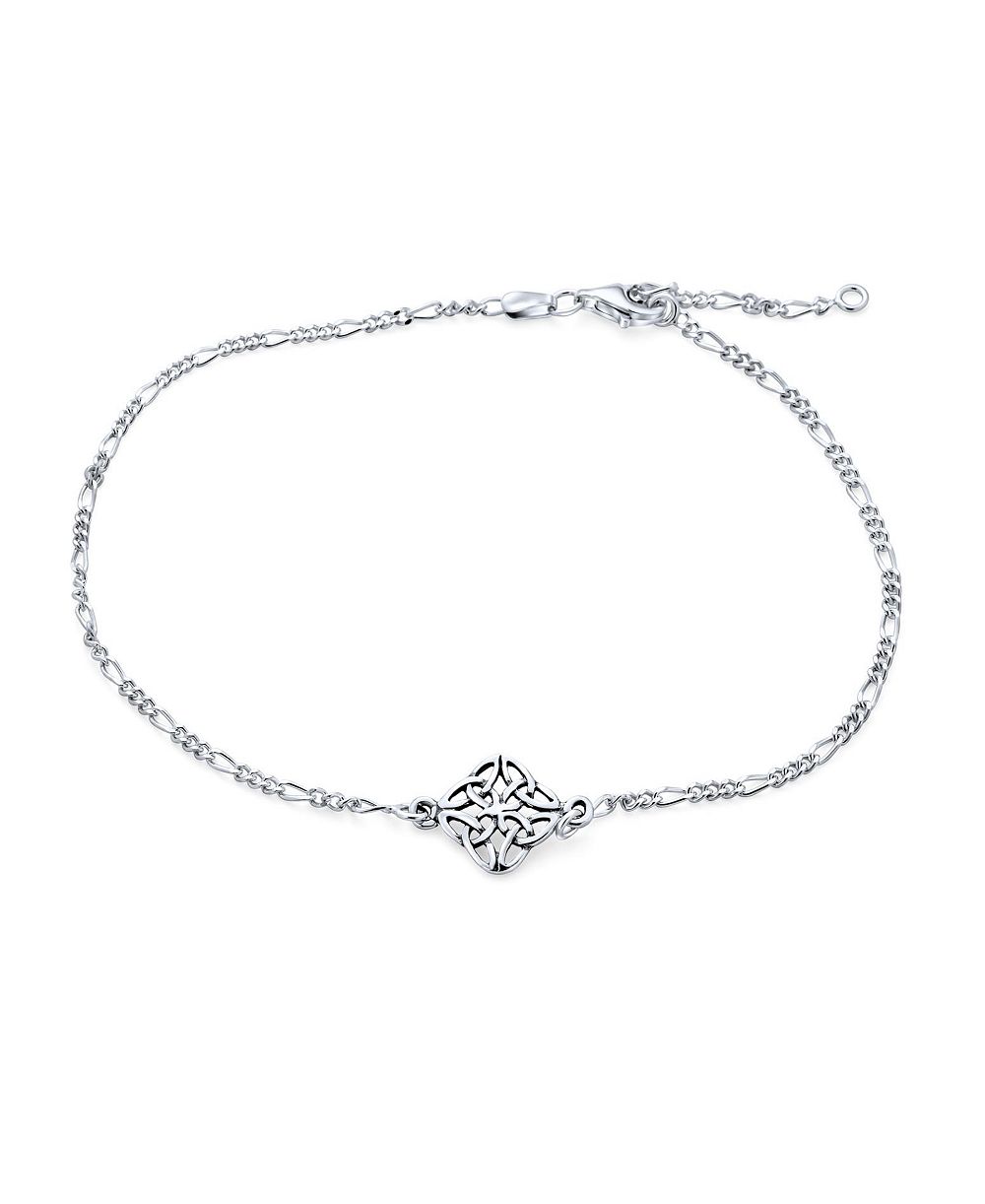Браслет-анклет Bling Jewelry Celtic Love Knot Triquetra Figaro Chain.925 Sterling Silver Adjustable