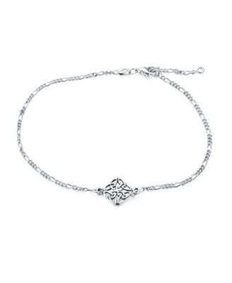 Браслет-анклет Bling Jewelry Celtic Love Knot Triquetra Figaro Chain.925 Sterling Silver Adjustable