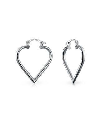 Bling Jewelry серьги Bling Jewelry Romantic Heart Shaped Hoop Earrings .925 Sterling Silver 1.25"
