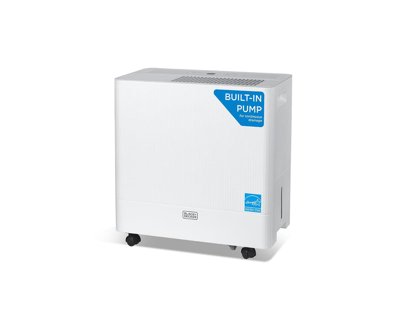 BLACK+DECKER 50-Pint Portable Dehumidifier with Built-in Pump, White
