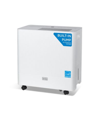 BLACK+DECKER 50-Pint Portable Dehumidifier with Built-in Pump, White