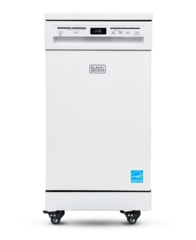 BLACK+DECKER Portable Dishwasher, 18 Inches Wide, 8 Place Setting, White