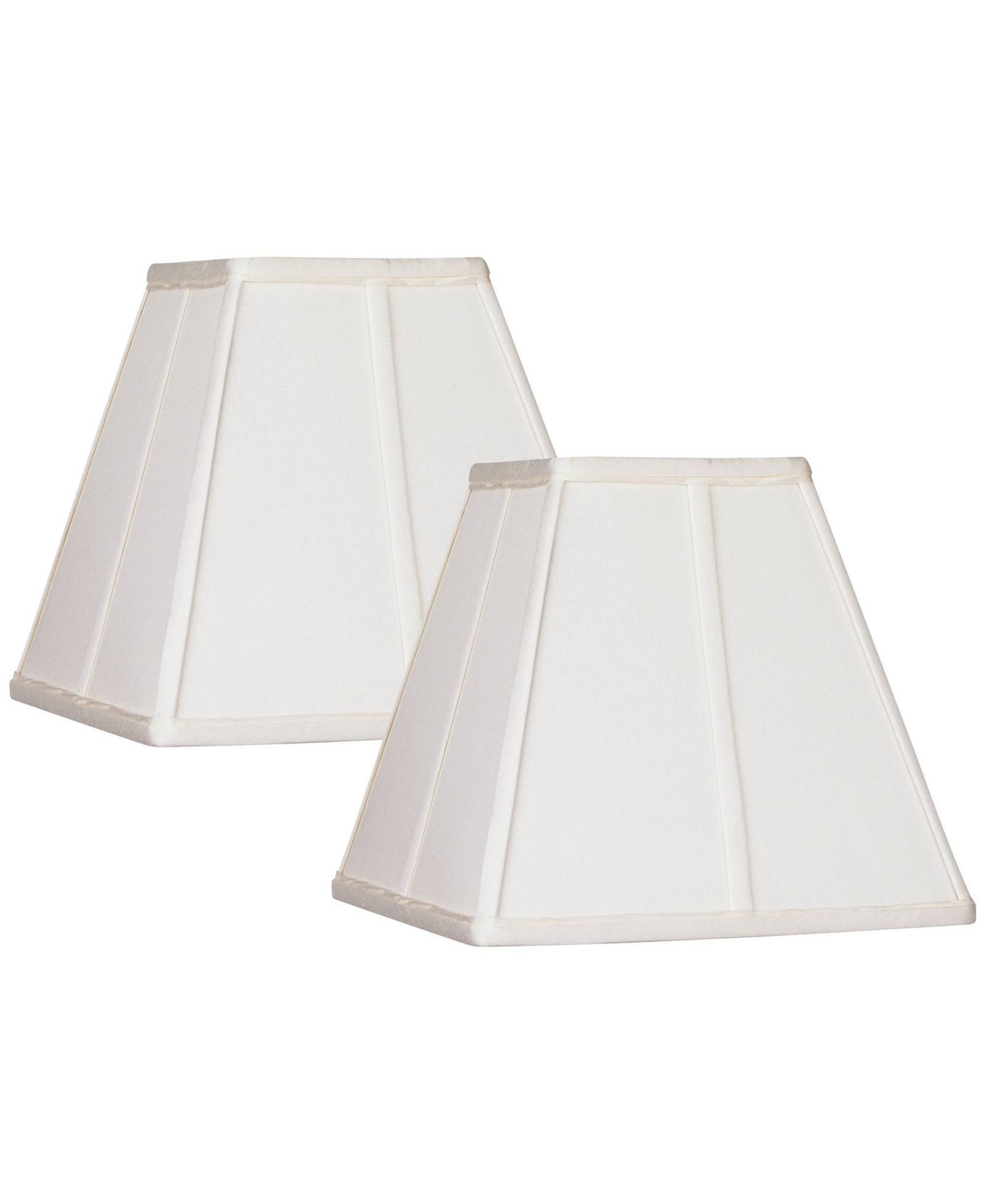 Springcrest Set of 2 Ivory Classic Small Square Lamp Shades 5.25" Top x 10" Bottom x 9" High (Spider) Replacement with Harp and Finial