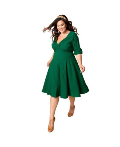 Unique Vintage Женское платье Plus Size Delores Swing с коротким рукавом