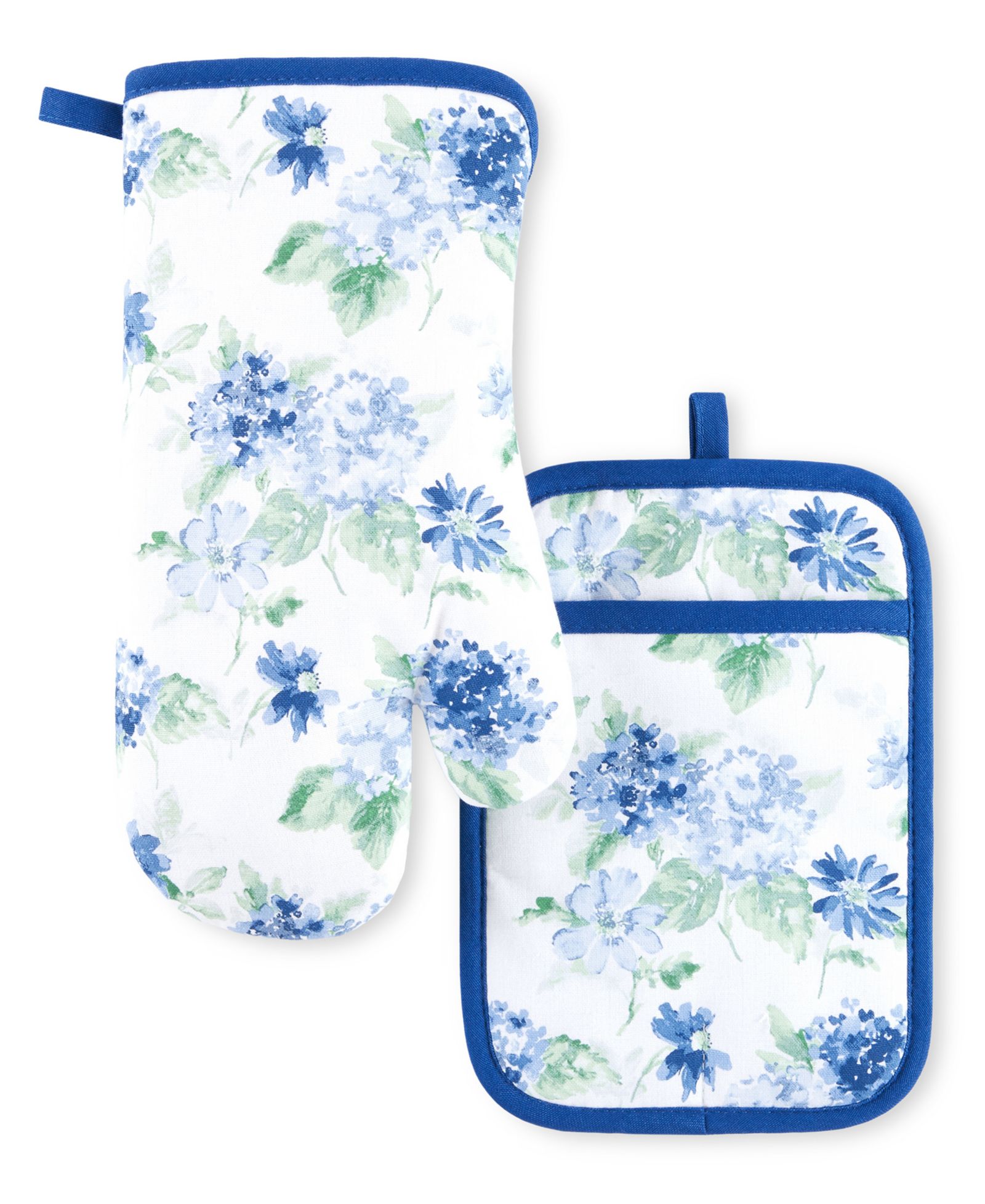 Martha Stewart Amber Floral Oven Mitt Pot Holder Oven Mitt 7" x 13", Pot Holder 7" x 10" 2 Pk