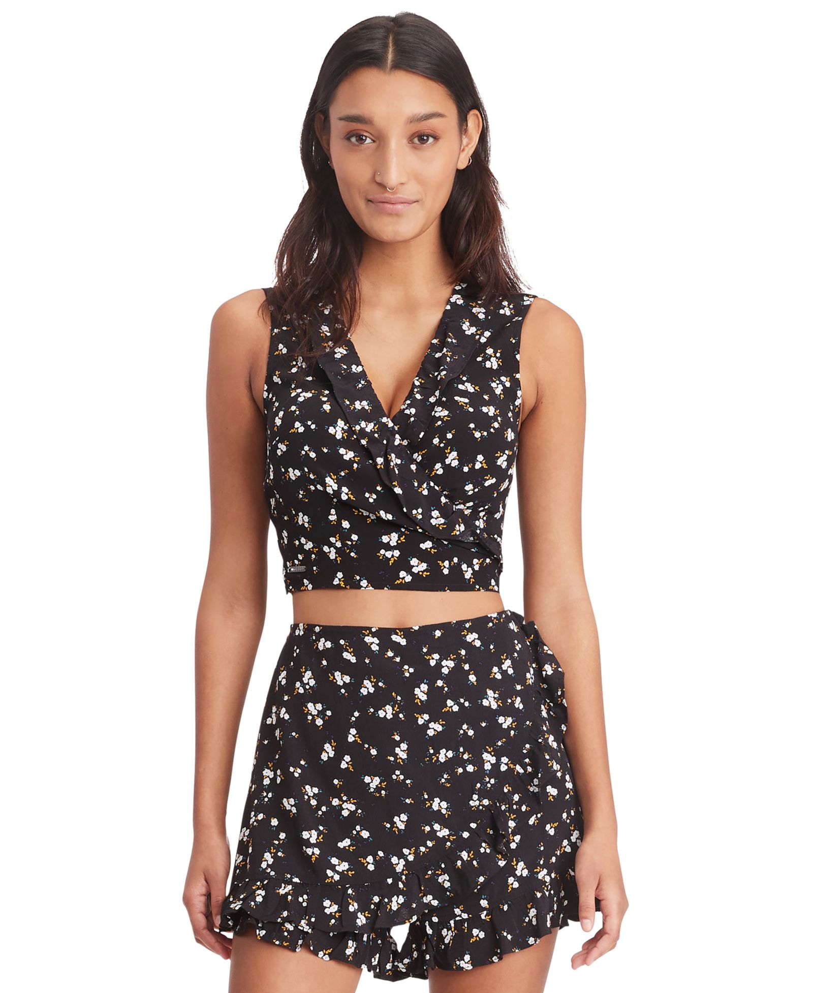 Tommy Jeans Women's Floral-Print Cropped Ruffled Top