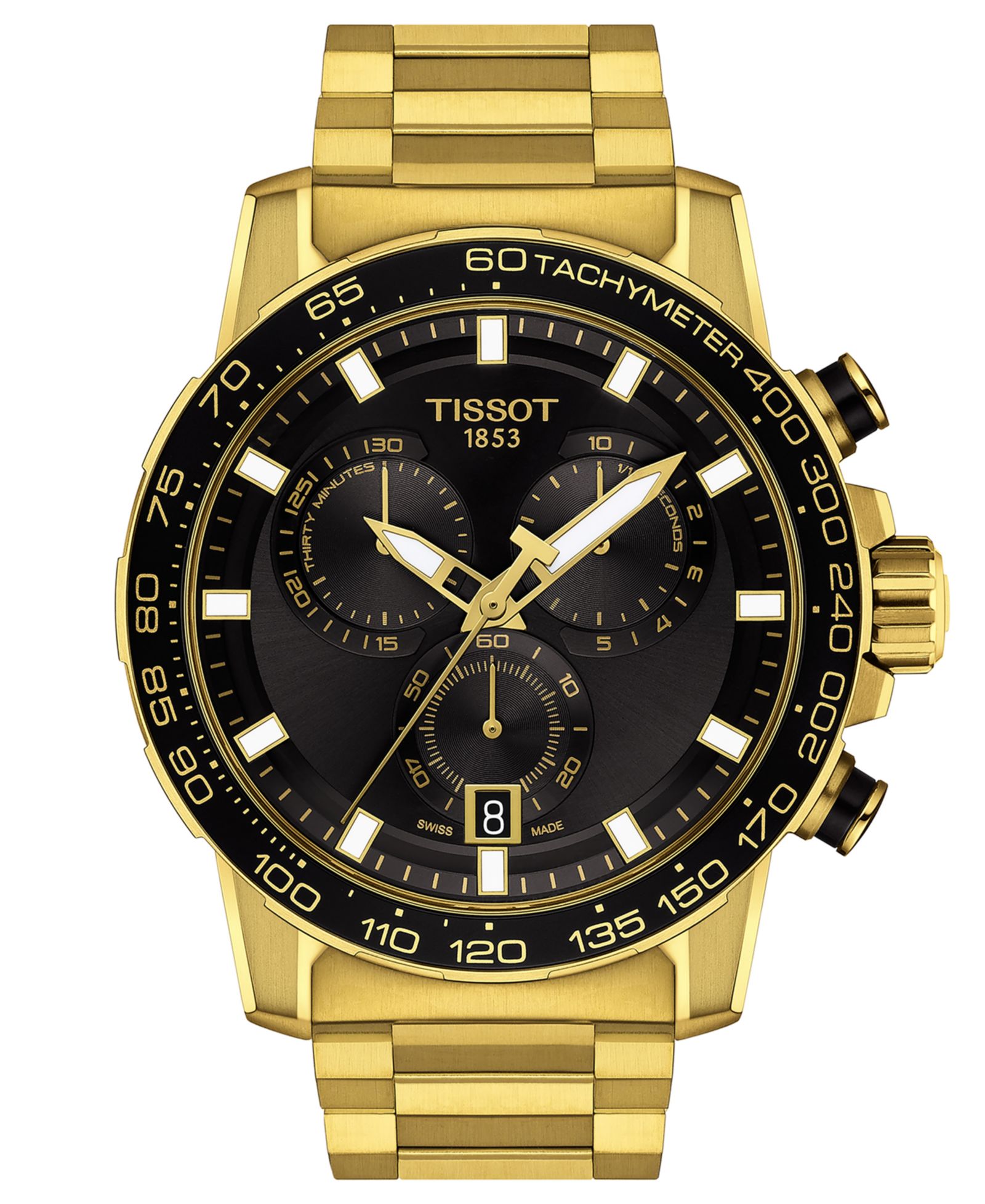 Tissot Men's Swiss Chronograph Supersport GTS Gold PVD Stainless Steel Bracelet Watch 46mm