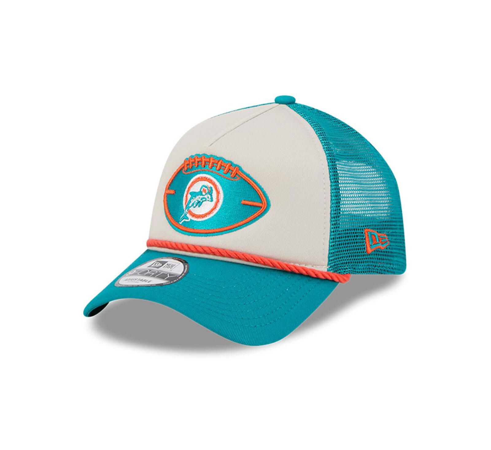 Мужская кепка New Era Miami Dolphins 2024 Sideline Historic 9FORTY A-Frame Trucker Adjustable