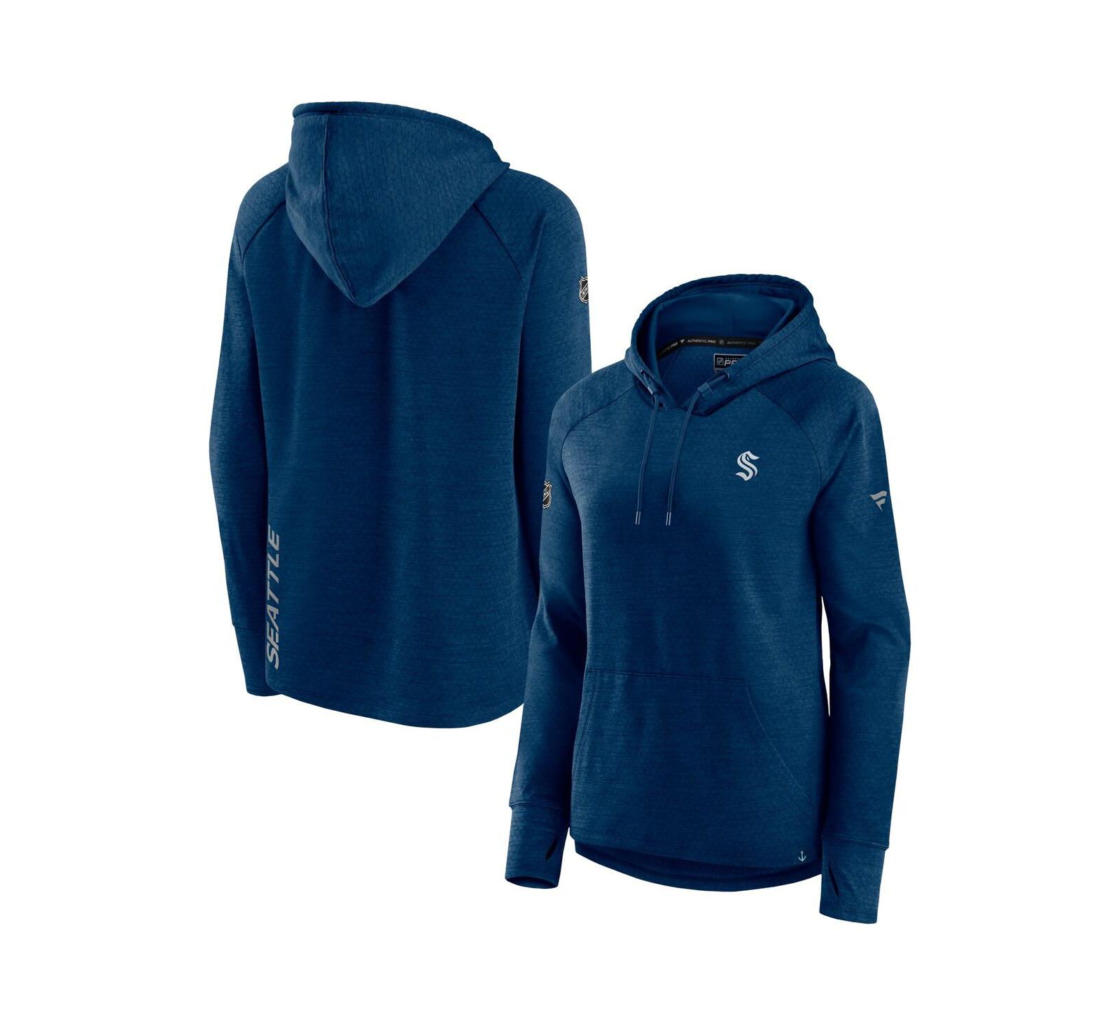 Женское худи Fanatics Seattle Kraken Authentic Pro Pullover темно-синего цвета