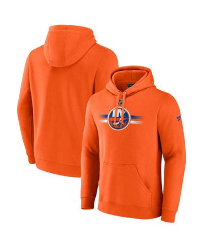 Fanatics Мужской пуловер-худи New York Islanders Authentic Pro оранжевого цвета