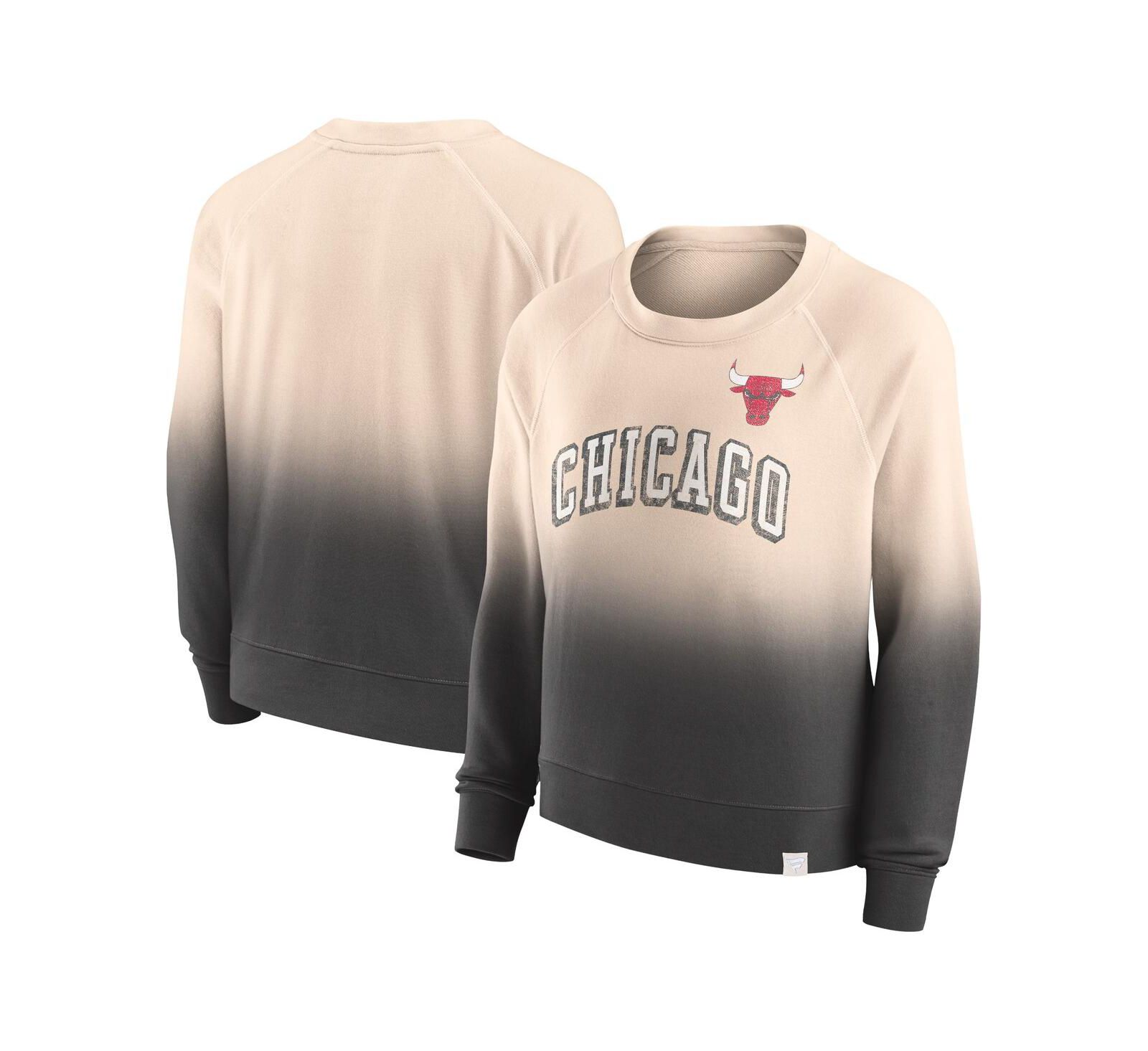 Женский свитшот Fanatics Chicago Bulls Lounge Arch Raglan, Tan, Black Distressed