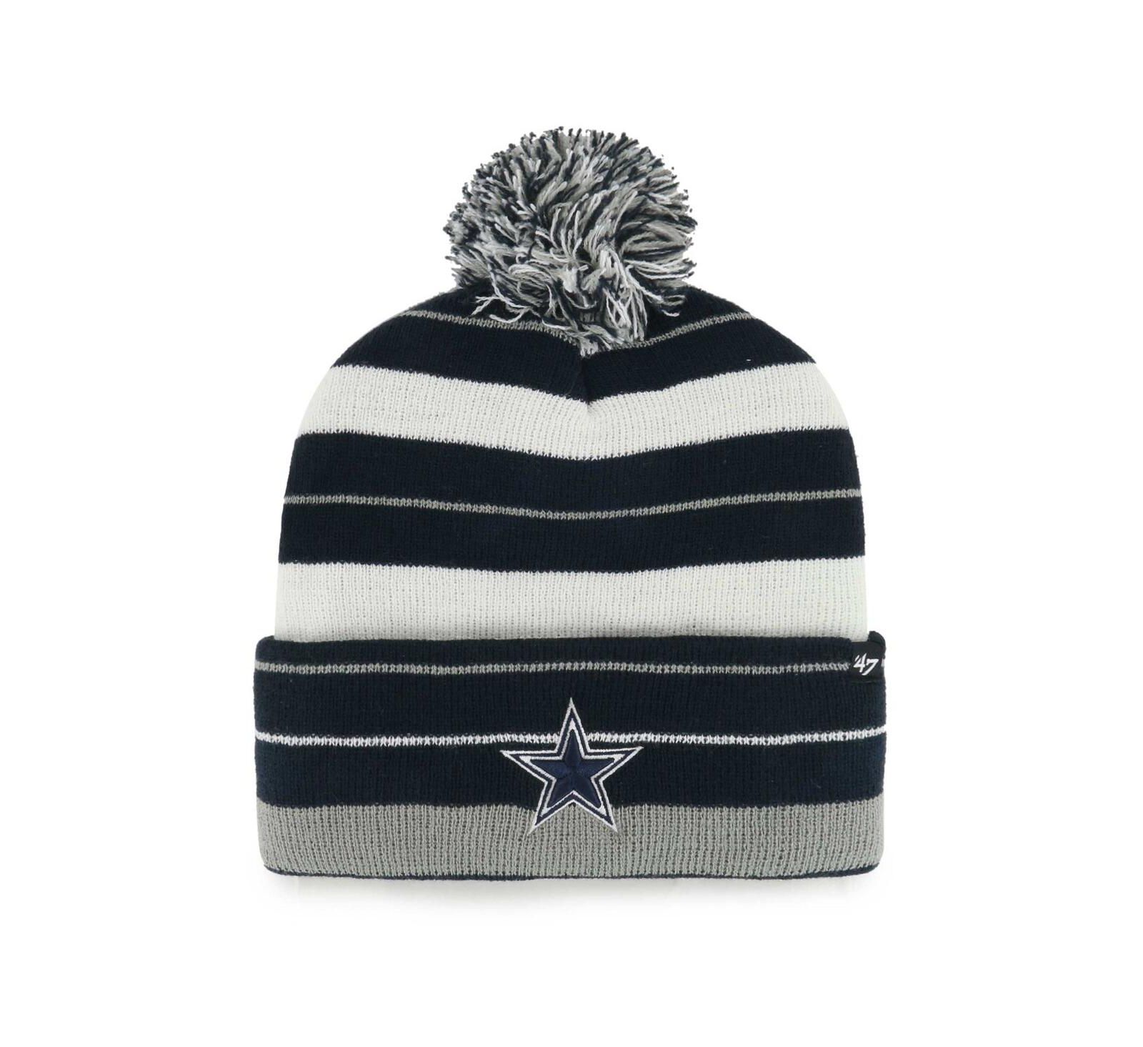 Men's '47 Brand Navy Dallas Cowboys Powerline Cuffed Knit Hat with Pom