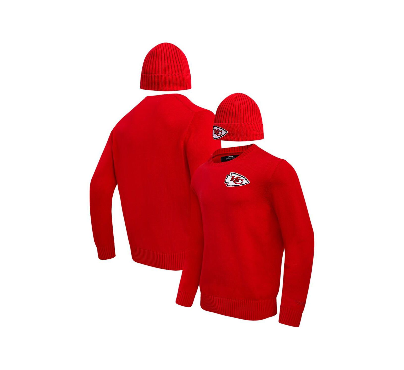 Men's Pro Standard Red Kansas City Chiefs Crewneck Pullover Sweater and Cuffed Knit Hat Box Gift Set