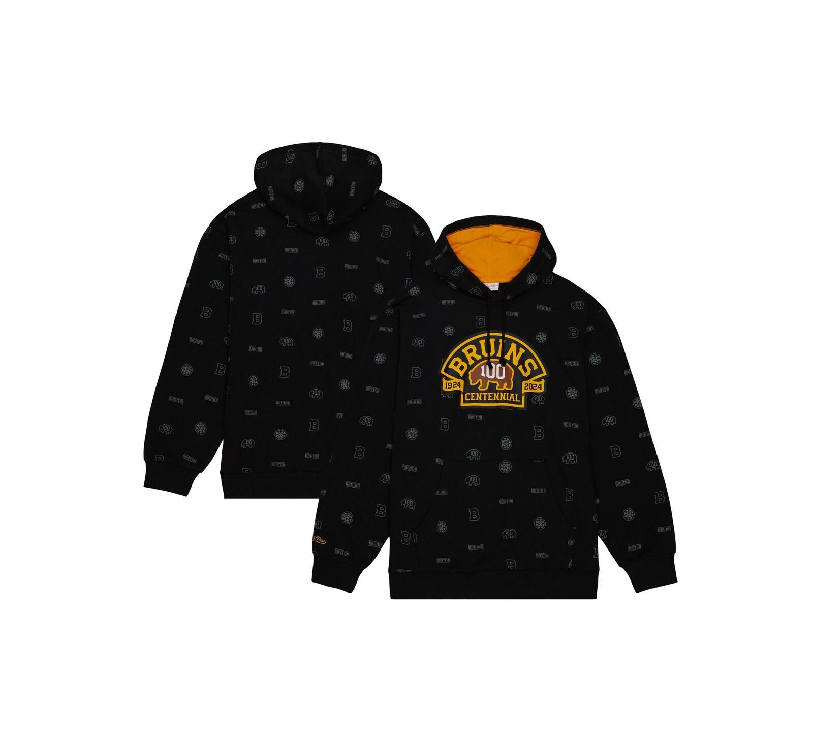 Mitchell & Ness Мужское худи с принтом Boston Bruins 100th Anniversary, черное