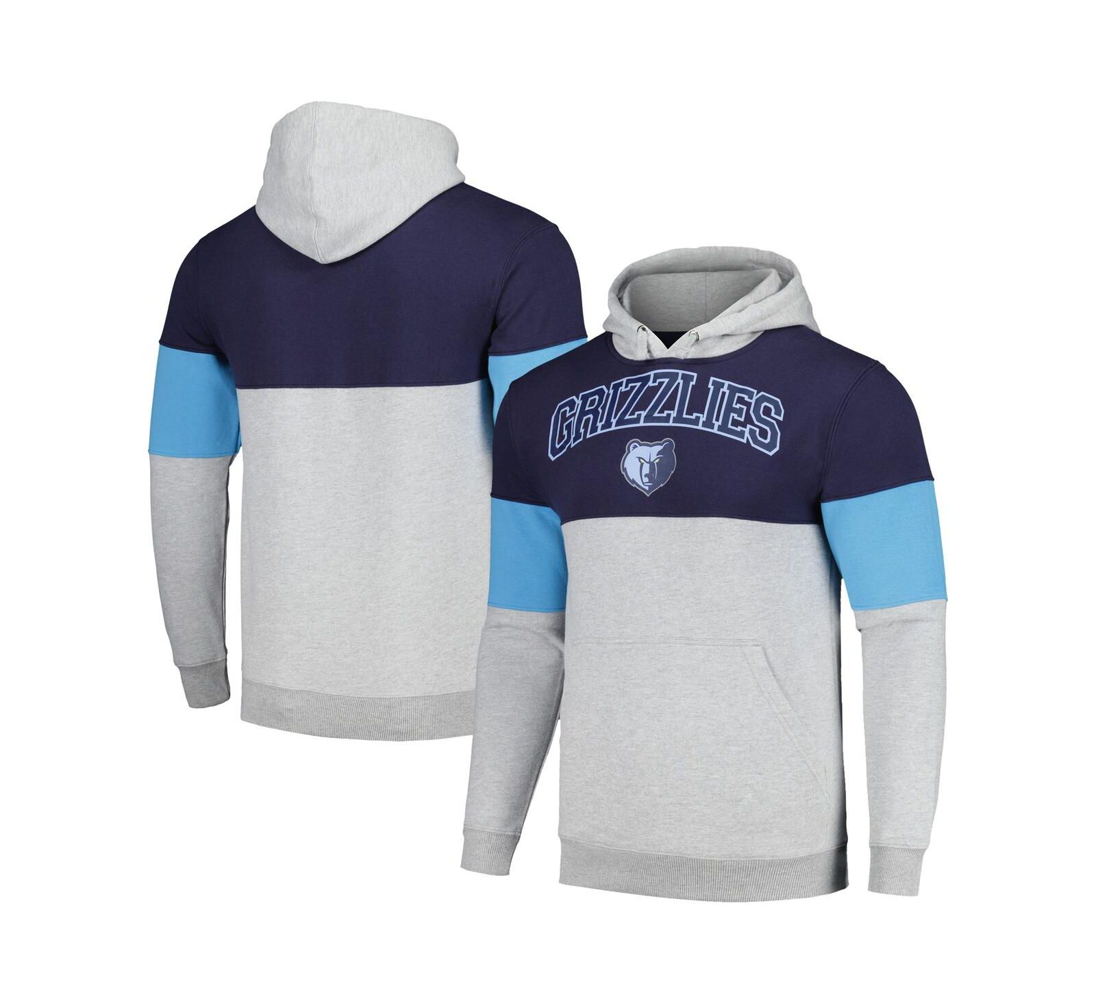 Men's Fanatics Navy Memphis Grizzlies Contrast Pieced Pullover Hoodie