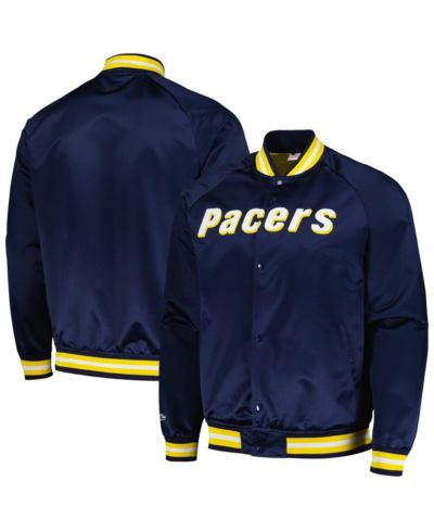Мужская куртка Mitchell & Ness Navy Indiana Pacers Hardwood Classics Throwback Wordmark Raglan Full-Snap