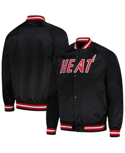 Мужская куртка Mitchell & Ness Black Miami Heat Hardwood Classics Throwback Wordmark Raglan Full-Snap