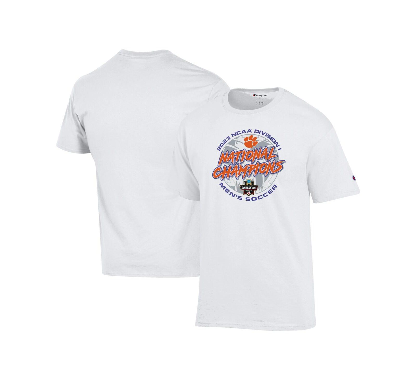 Men's and Women's Champion White Clemson Tigers 2023 NCAA Men's Soccer National Champions Locker Room T-shirt