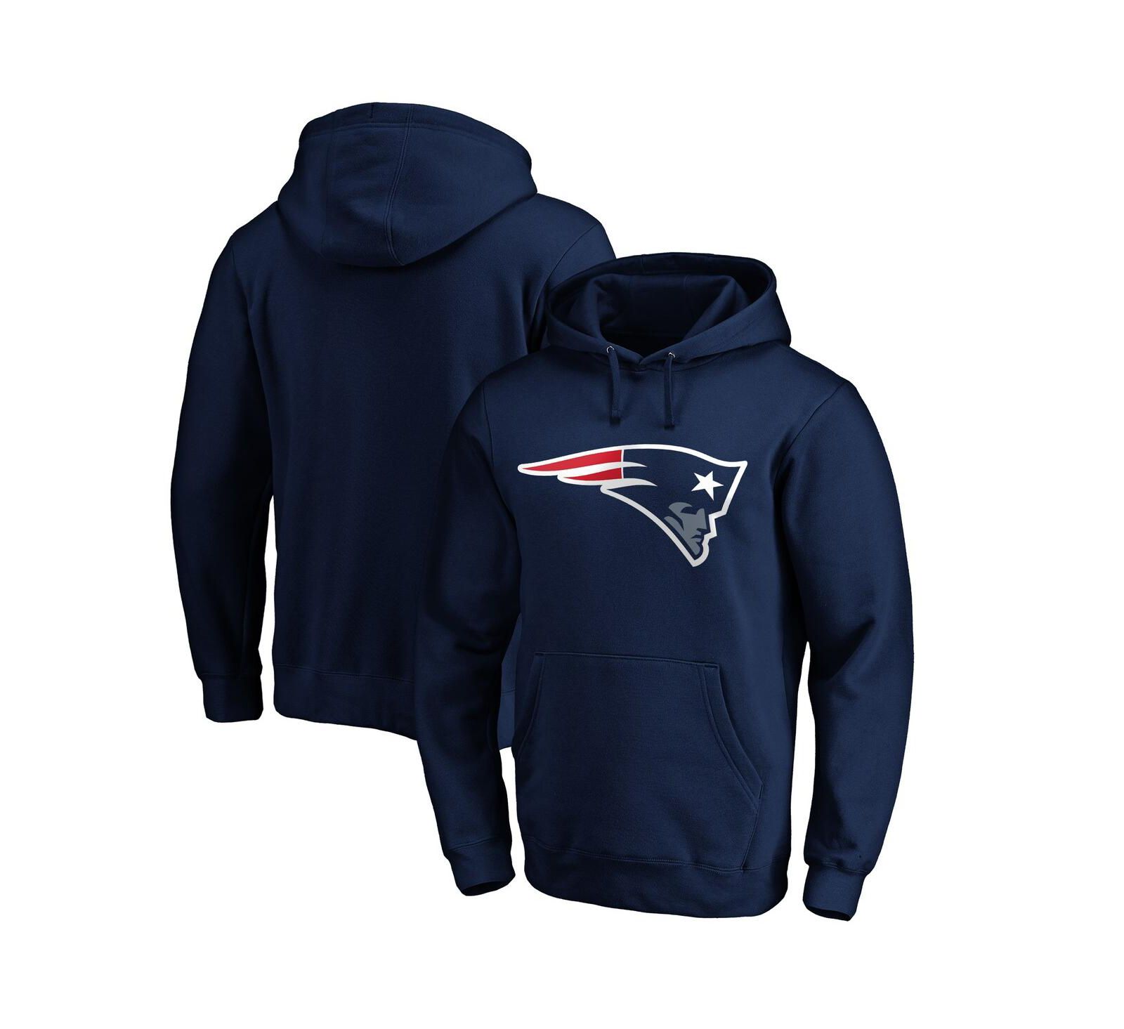 Men's Fanatics Navy New England Patriots Primary Logo Fitted Pullover Hoodie