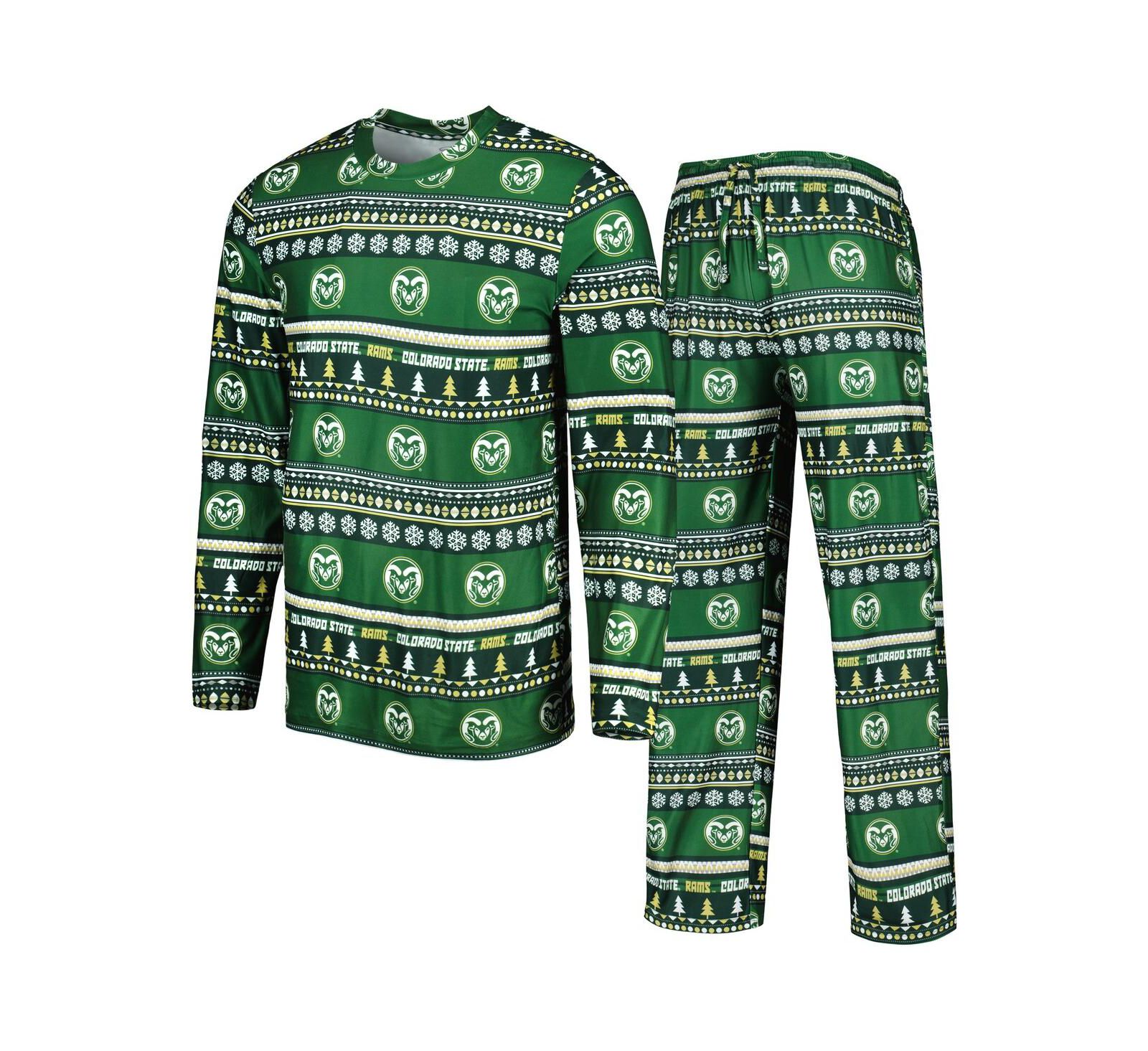 Men's Concepts Sport Green Colorado State Rams Swivel Long Sleeve T-shirt and Pants Sleep Set