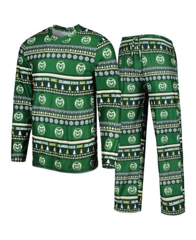 Men's Concepts Sport Green Colorado State Rams Swivel Long Sleeve T-shirt and Pants Sleep Set