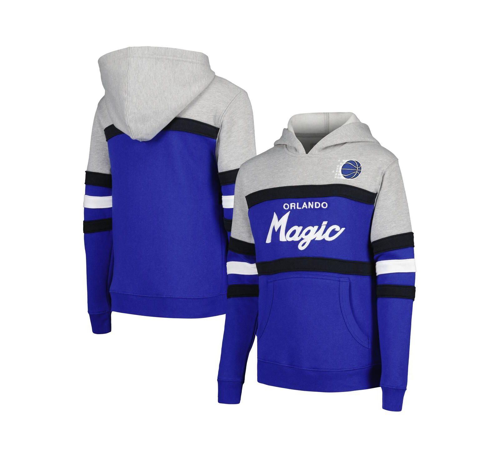 Детское худи Mitchell & Ness Gray, Blue Orlando Magic Hardwood Classics Head Coach Pullover