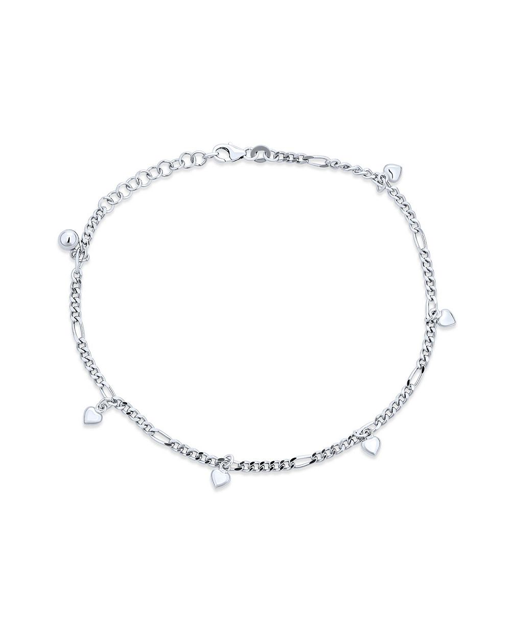 Браслет-анклет Bling Jewelry с романтичными сердцами, стерлинговое серебро, регулируемый