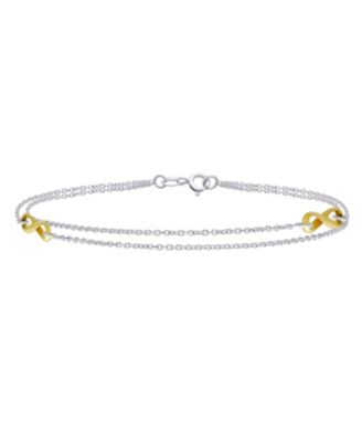 Браслет на ногу Bling Jewelry Two Tone Infinity Love Knot, серебро .925 с золотым покрытием