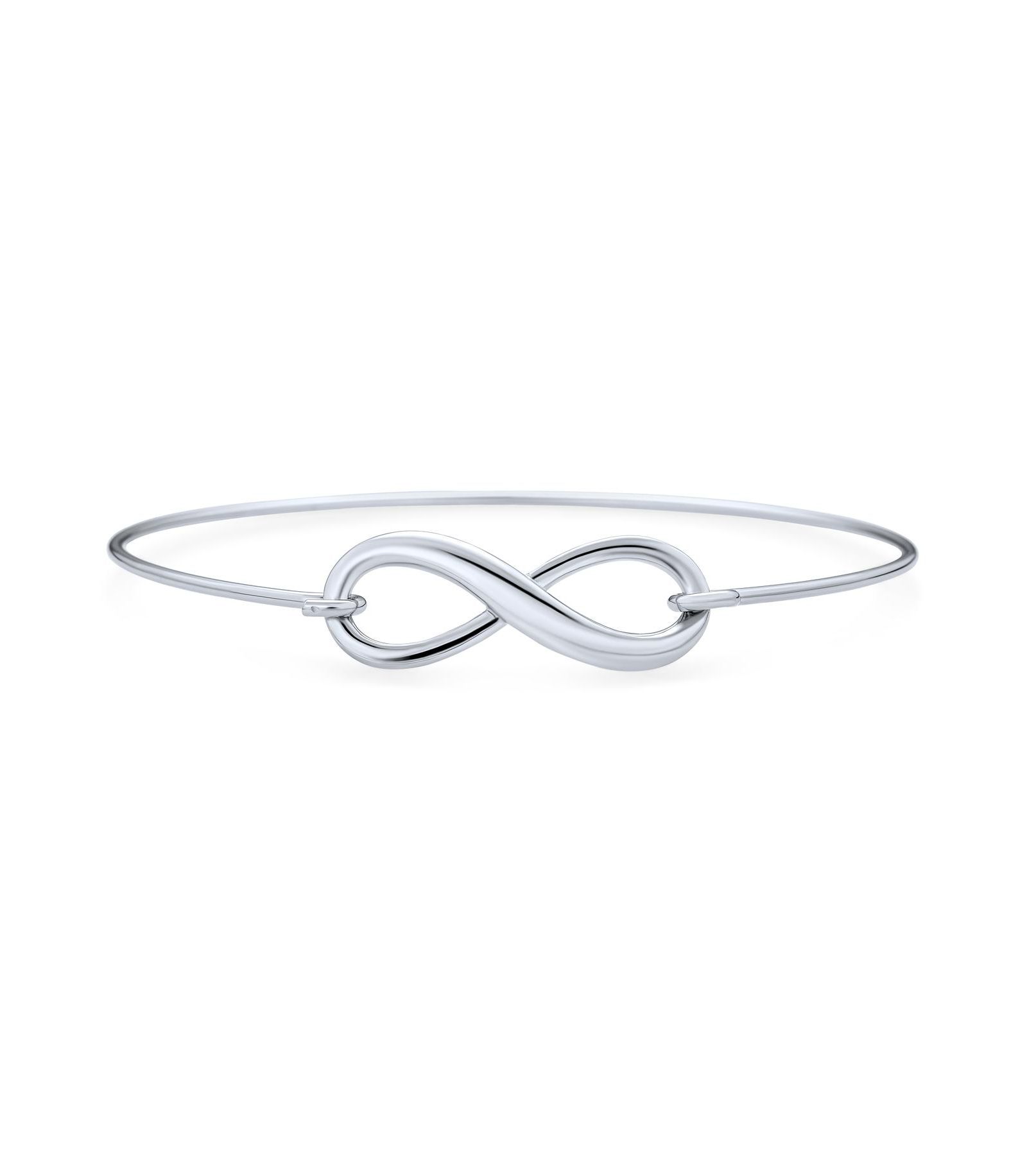 Bling Jewelry Romantic Infinity Eternal Love Knot Bangle Bracelet .925 Sterling Silver 7"