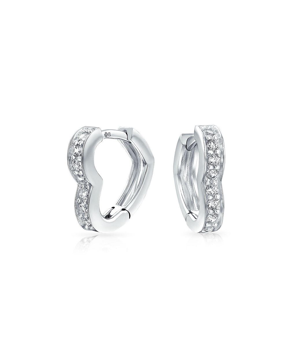 Bling Jewelry Серьги-кольца Mini Hoop Huggie с цирконием 0.925 Sterling Silver