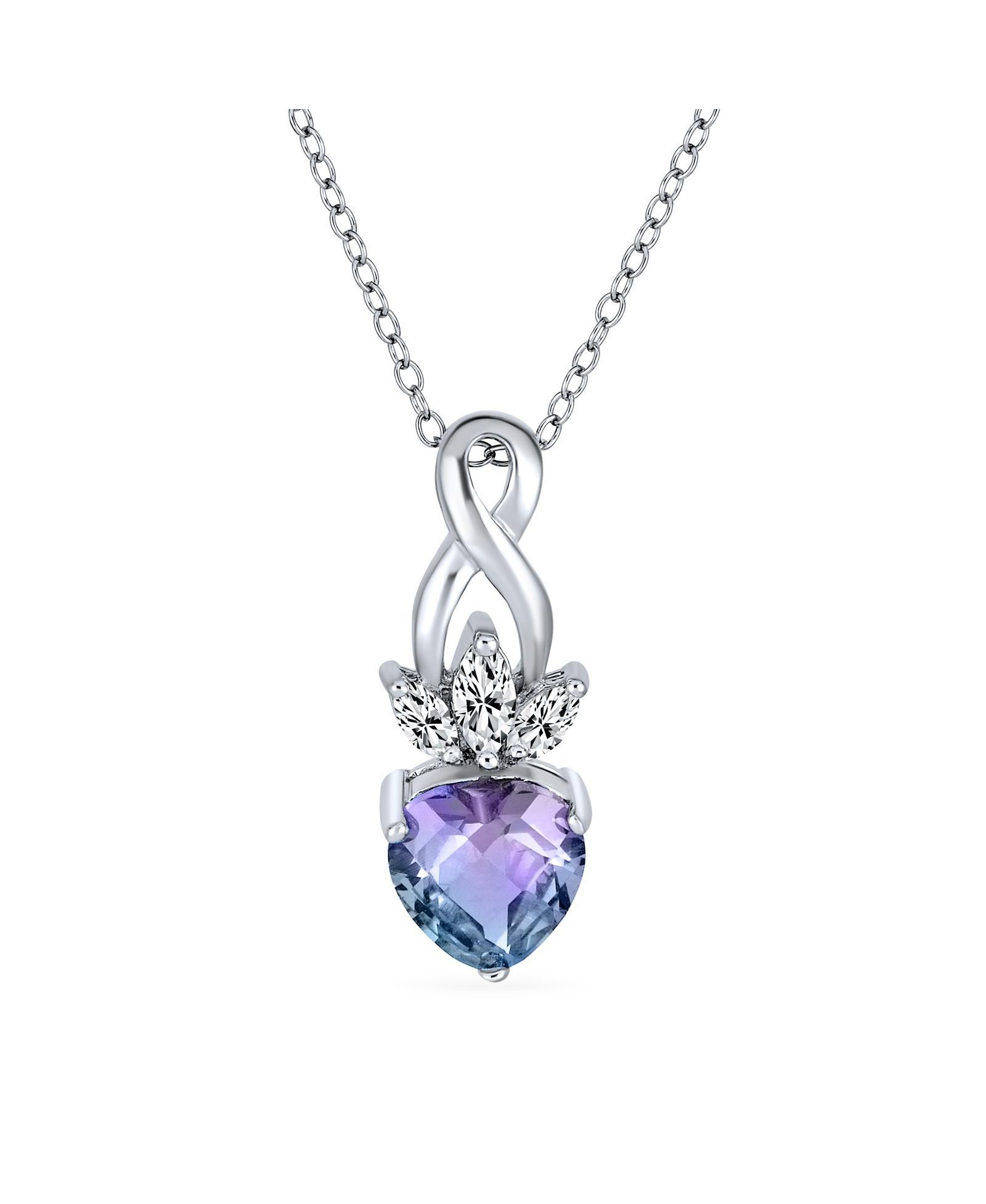 Bling Jewelry ожерелье Mystic-topaz Style Blue Purple Rainbow Heart Shaped Cubic Zirconia Crown Infinity Pendant