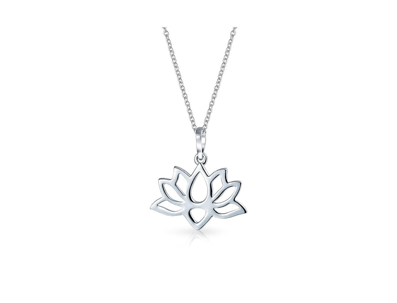 Подвеска-кулон Bling Jewelry Yogi Inspirational Lily Flower Zen Lotus, Sterling Silver