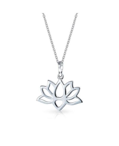 Подвеска-кулон Bling Jewelry Yogi Inspirational Lily Flower Zen Lotus, Sterling Silver
