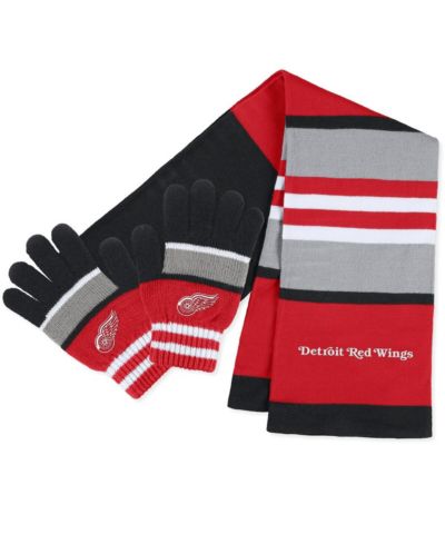 Женский набор WEAR by Erin Andrews Detroit Red Wings Stripe Glove and Scarf Set (перчатки и шарф)
