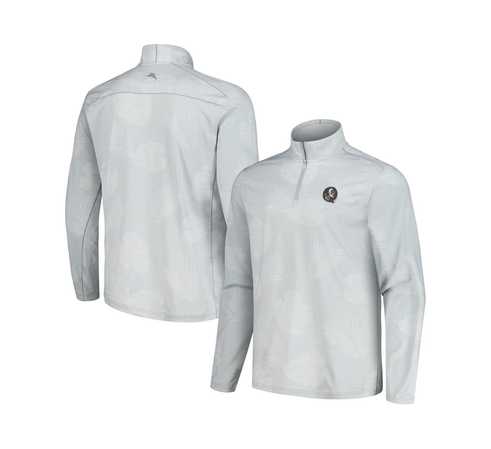 Men's Tommy Bahama Gray Florida State Seminoles Delray Frond IslandZone Half-Zip Jacket