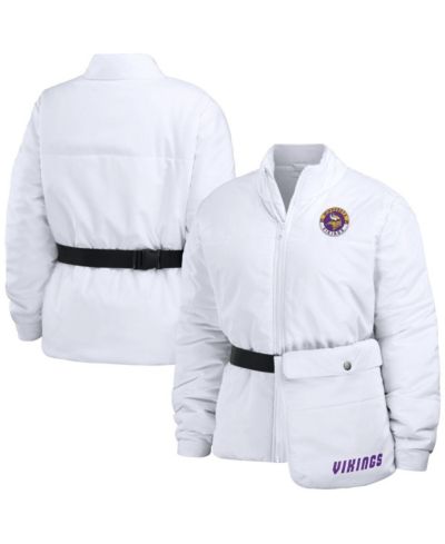 Женская куртка WEAR by Erin Andrews White Minnesota Vikings Packaway Full-Zip Puffer