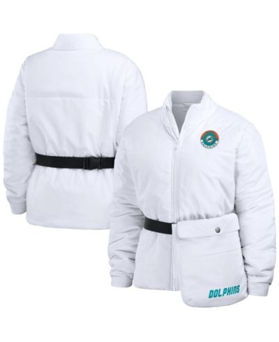 Women's WEAR by Erin Andrews White Miami Dolphins Packaway Full-Zip Puffer Jacket