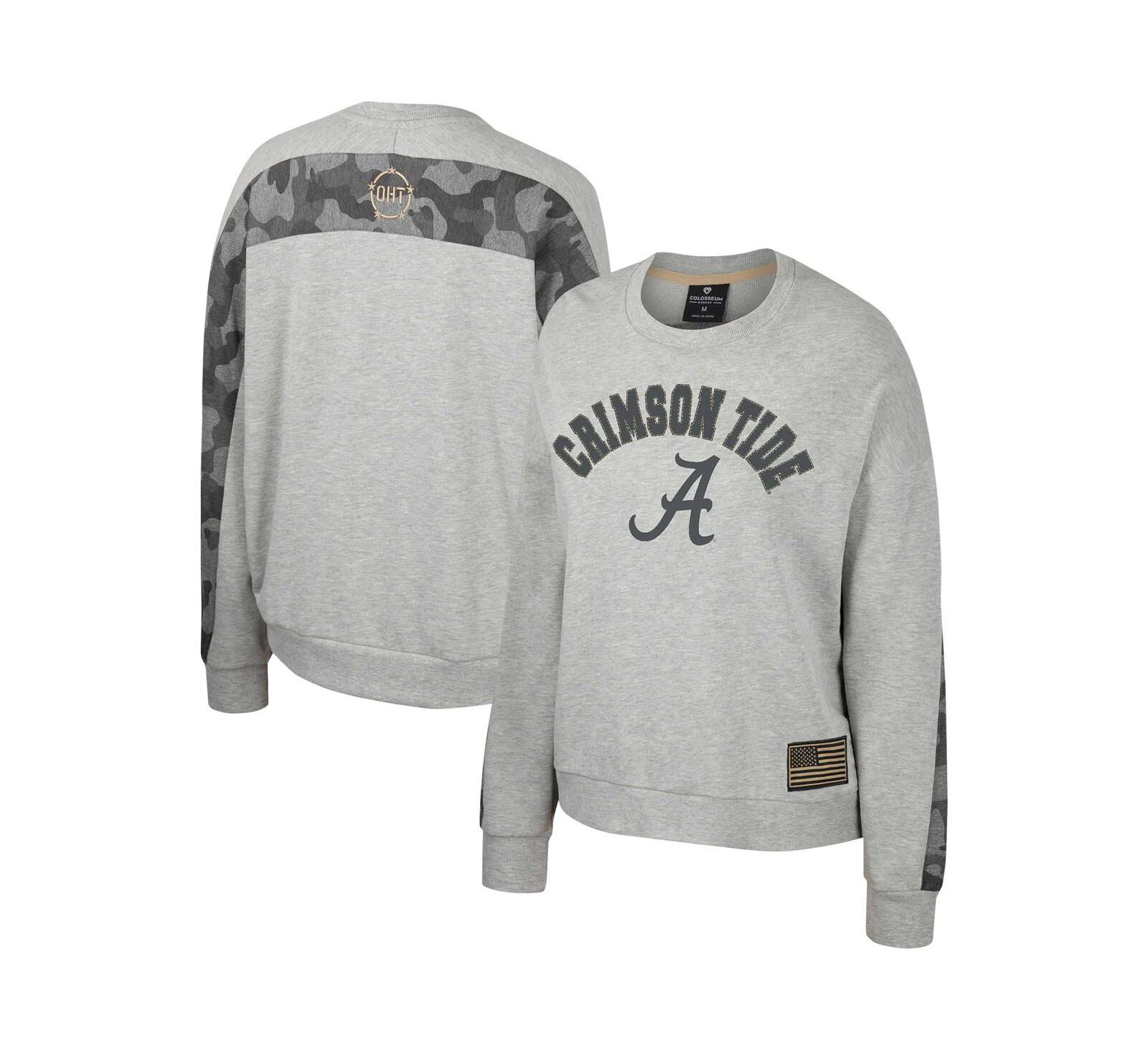 Женское свитшот-пуловер Colosseum Heather Gray Alabama Crimson Tide OHT Military-Inspired Appreciation Flag Rank Dolman
