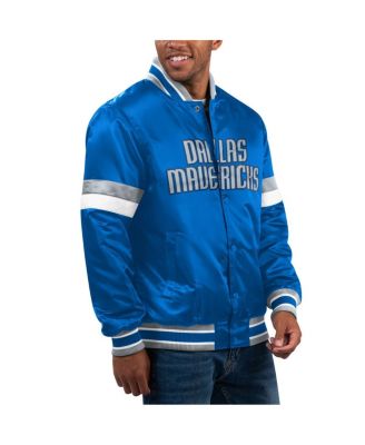 Мужская университетская куртка Starter Blue Dallas Mavericks, атласная, на кнопках