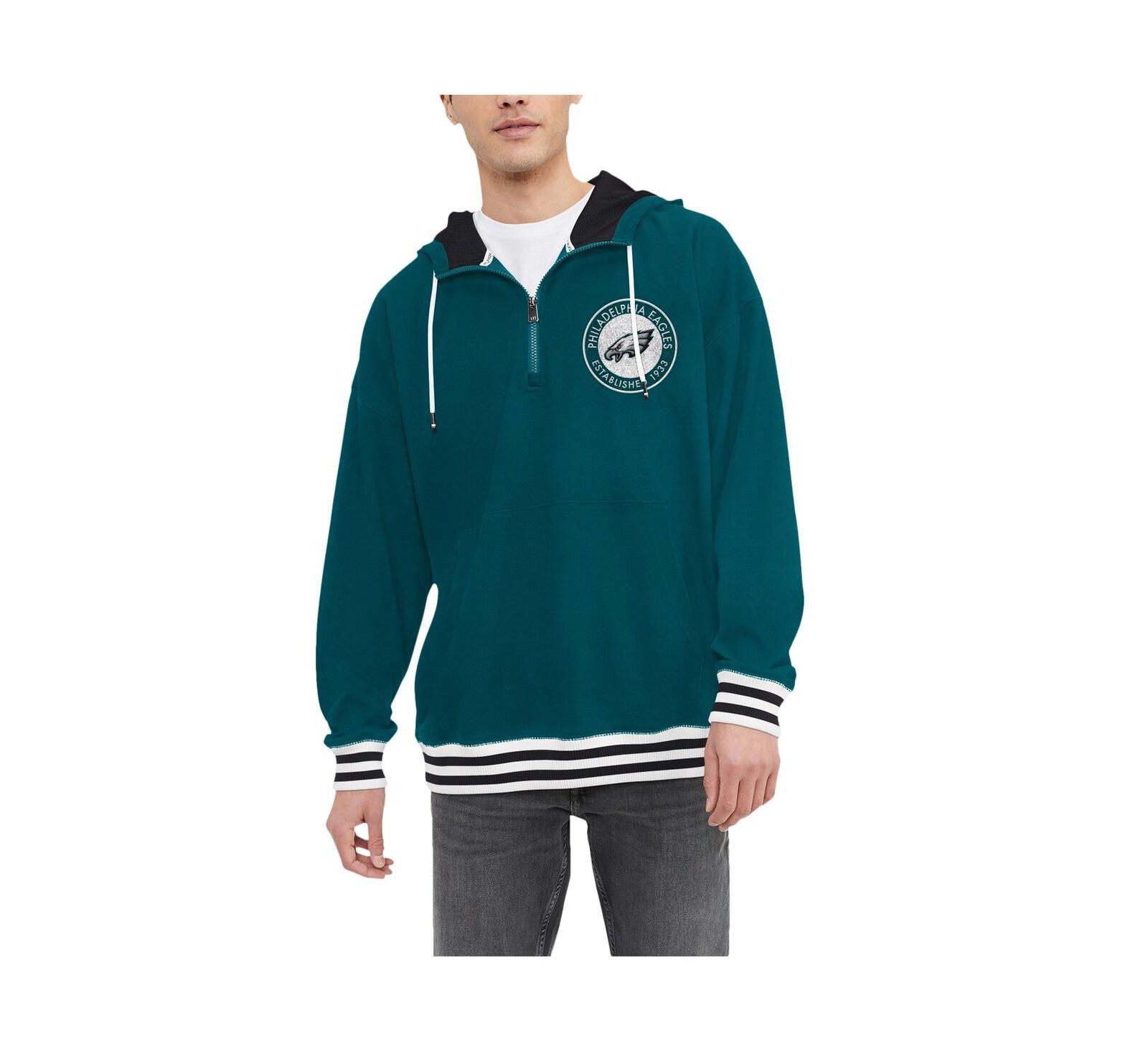 Men's Tommy Hilfiger Midnight Green Philadelphia Eagles Aaron Quarter-Zip Hoodie