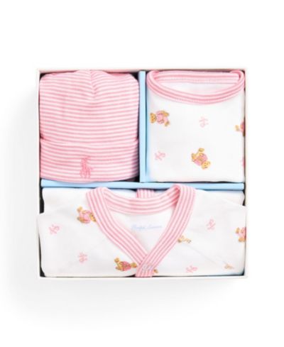 Подарочный набор из 3-х предметов Polo Ralph Lauren Baby Girls Polo Bear Cotton