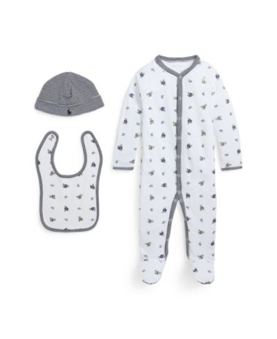 Детский подарочный набор из 3-х изделий Polo Ralph Lauren Baby Boys Polo Bear Cotton