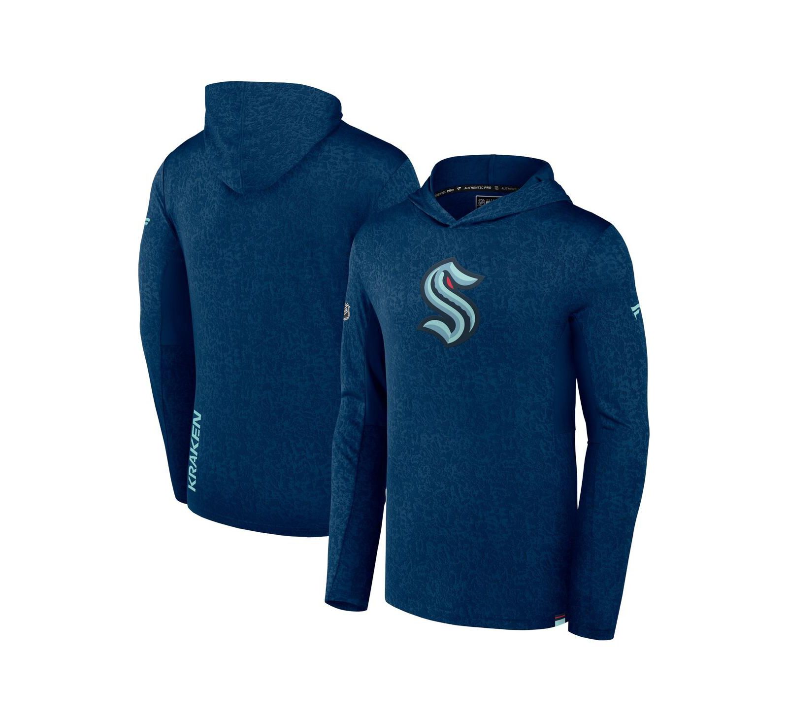 Мужское худи Fanatics Deep Sea Blue Seattle Kraken Authentic Pro Lightweight Pullover