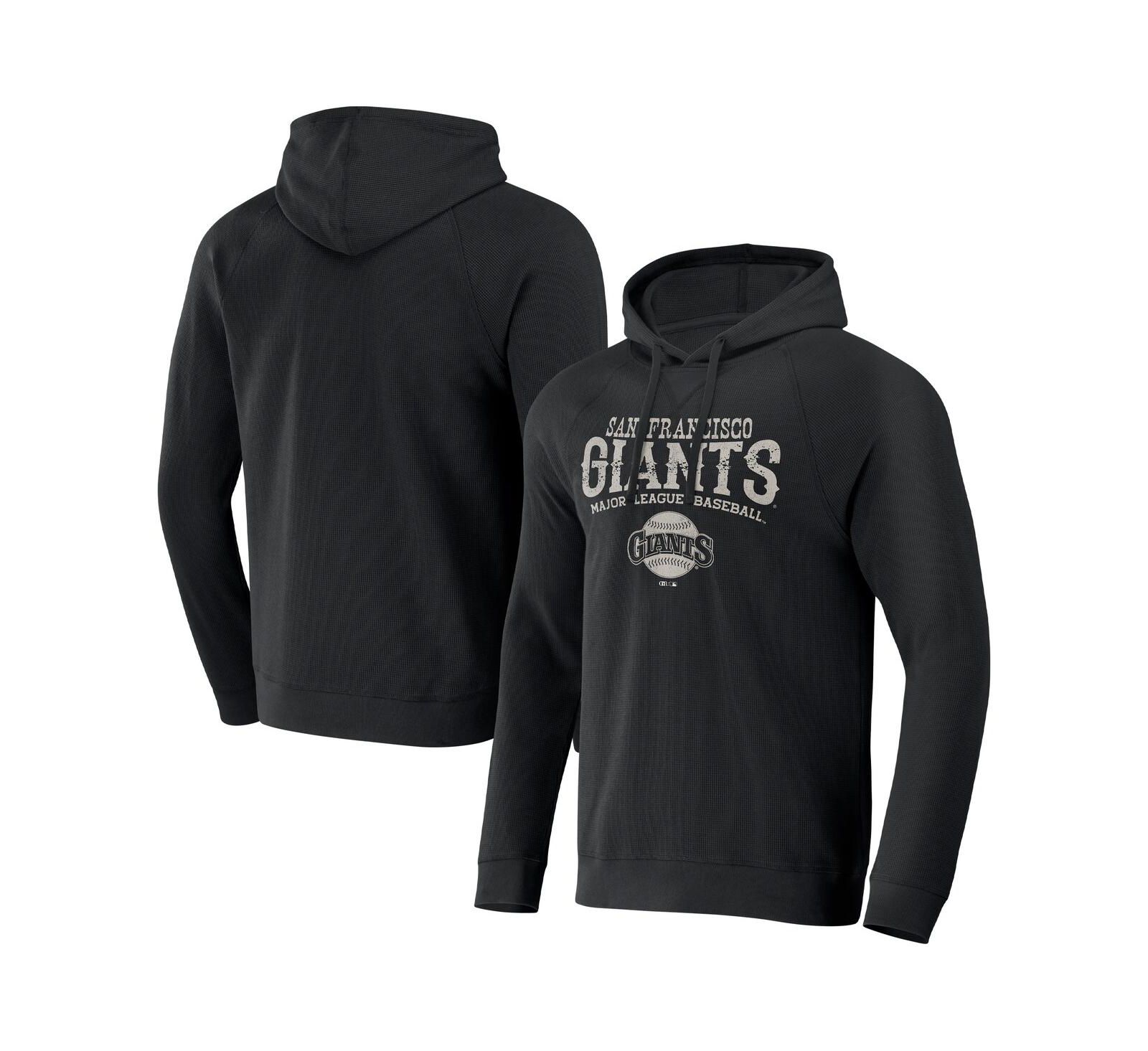 Men's Darius Rucker Collection by Fanatics Black Distressed San Francisco Giants Waffle-Knit Raglan Pullover Hoodie